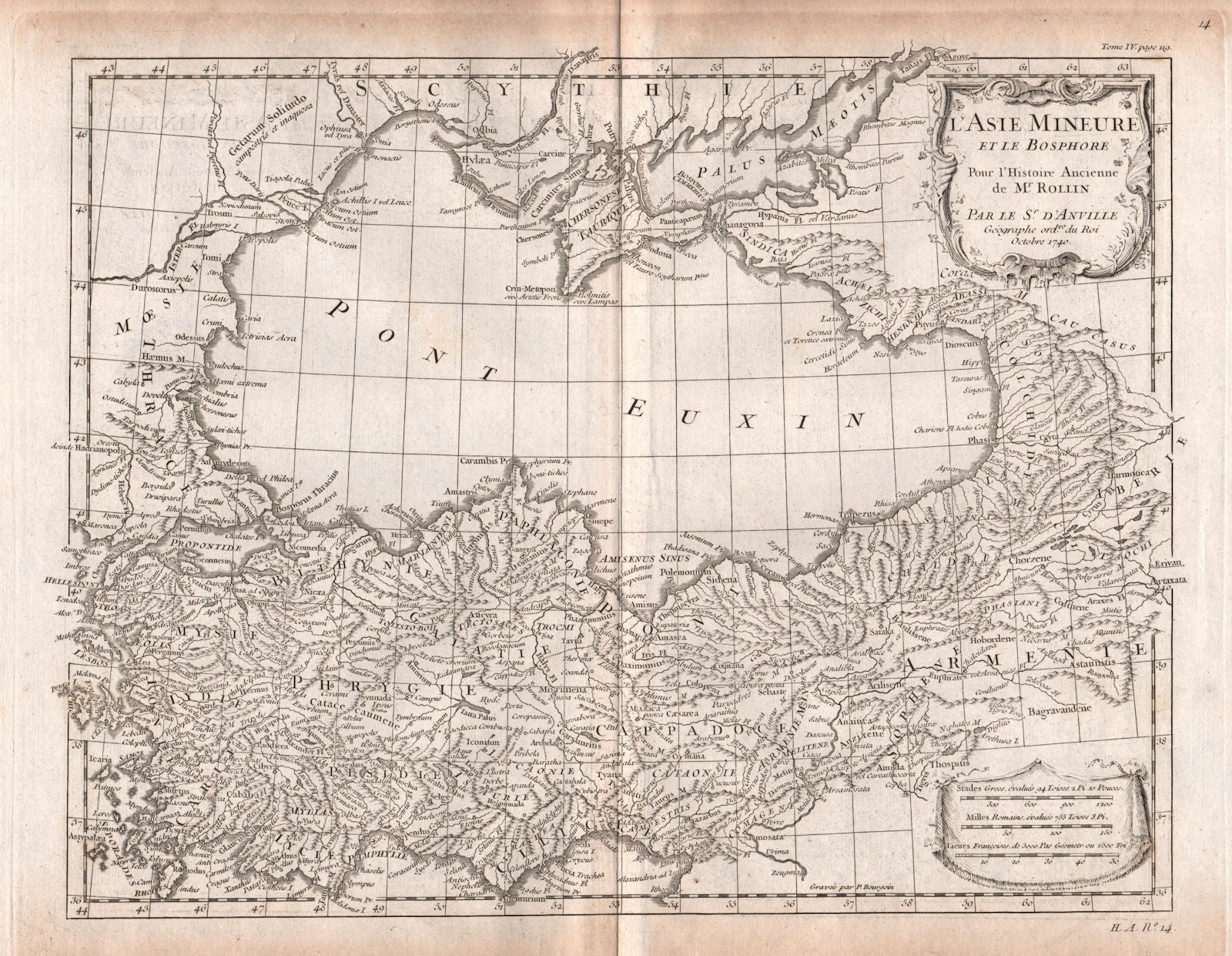 L'Asie Mineure & le Bosphore. Turkey / Anatolia & Black Sea. D'ANVILLE 1740 map
